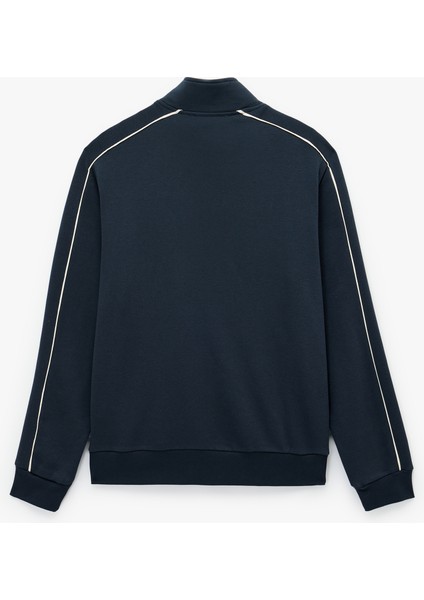 Uzun Kollu Kolej Nakışlı Renk Kontrastlı Şardonlu Yarım Fermuarlı Sweatshirt fiyatları