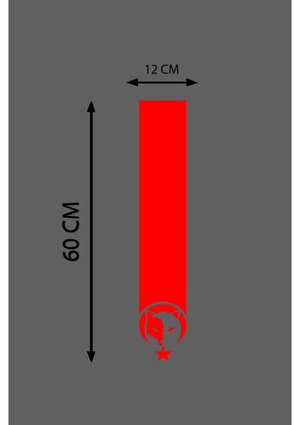Oto Kaput Şerit Özel Yeni Sticker Mxgftz Kurt ve Ay Yıldız Tasarımlı Kırmızı 12*60 cm