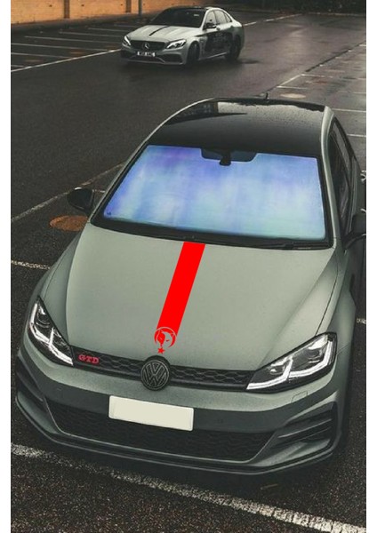 Oto Kaput Şerit Özel Yeni Sticker Mxgftz Kurt ve Ay Yıldız Tasarımlı Kırmızı 12*60 cm modelleri