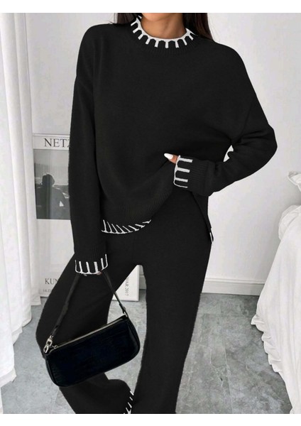 Yırtmaçlı Kazak Pantolon Alt-Üst Takım