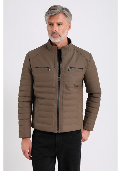 Leandro Erkek Şişme Deri Mont fiyatları