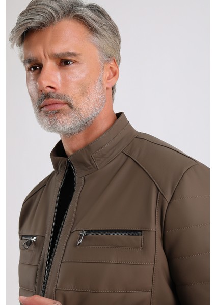 Leandro Erkek Şişme Deri Mont indirimleri