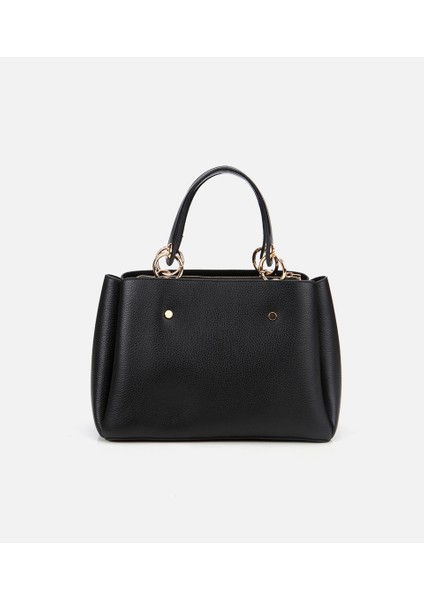 03CAH309180A100 KADIN Deri Siyah Omuz Çantası