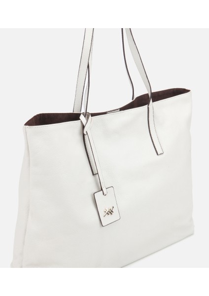 03CAH309170A400 KADIN Deri Ekru Tote Çanta