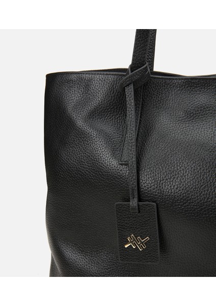 03CAH309170A100 KADIN Deri Siyah Tote Çanta