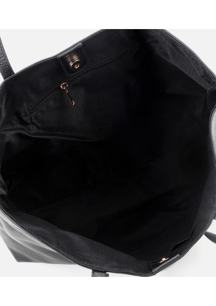 03CAH309170A100 KADIN Deri Siyah Tote Çanta