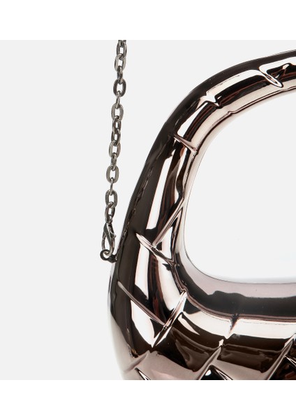 03CAH312280A250 KADIN Gri/bronz Metalik Dokulu Portföy Çanta