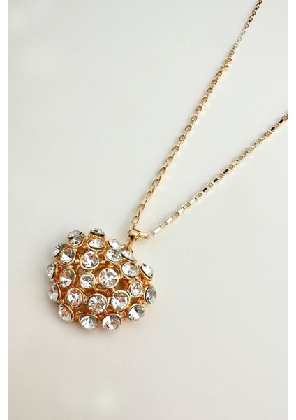 Altın Rengi Taşlı Kalp Kolye(72cm) modelleri