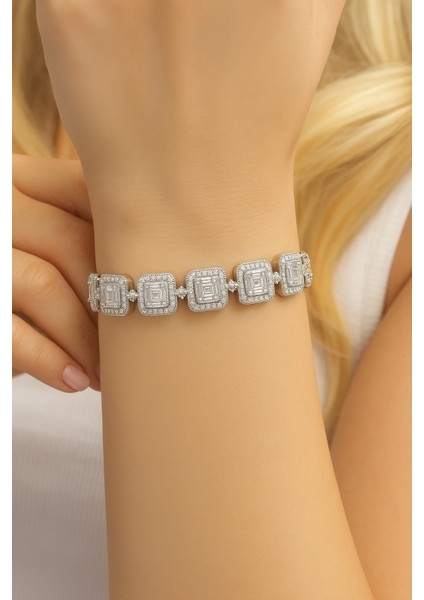 Pırlanta Montür Baget Gümüş Bileklik modelleri