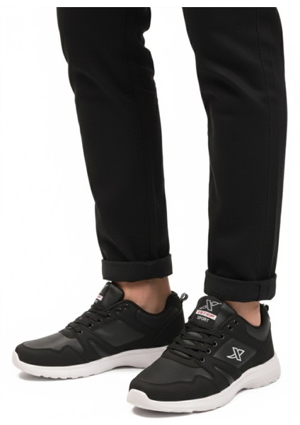 Siyah Beyaz Büyük Numara Bağcıklı Erkek Spor Ayakkabı Xstep 020-CILT M