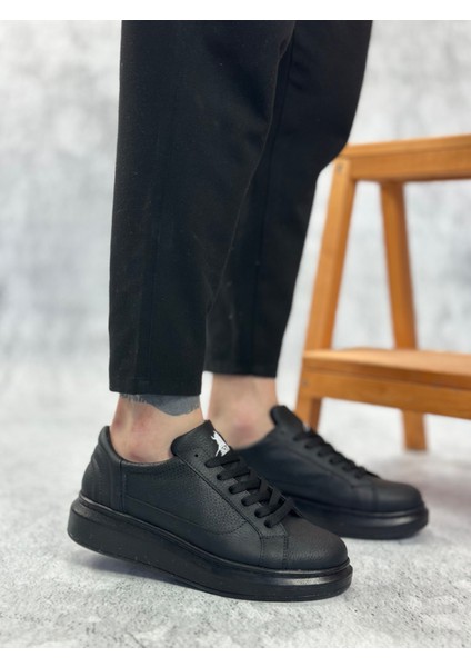 ET0423 Kalın Siyah Yüksek Taban Siyah Bağcıklı Spor Erkek Ayakkabı fiyatları