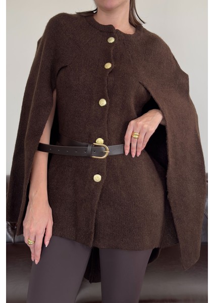 Özel Üretim Triko Kemerli Panço- Kahverengi fiyatları