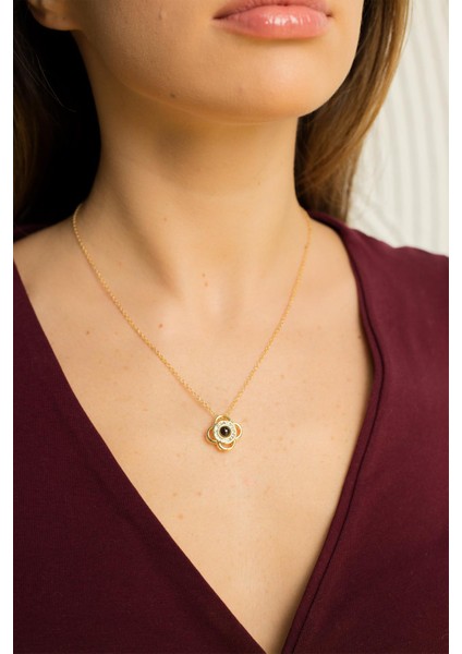 Çiçek Figürlü 100 Dilde Seni Seviyorum Kolye Sevgiliye Hediye