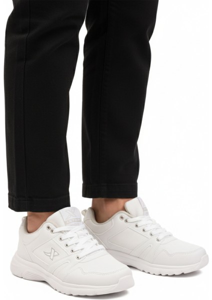 Beyaz Bağcıklı Hafif Esnek Erkek Spor Ayakkabı Xstep 020-CILT M