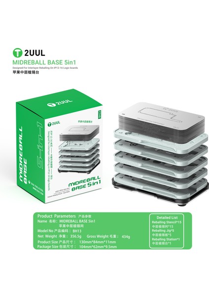 iPhone 12-16PM Tahtaları Için 2uul BH13 Midreball Tabanı 5’i 1 Arada modelleri