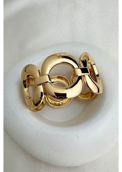 Özel Seri Altın Rengi Sıralı Halka Detay Kelepçe Bileklik (Iç Çapı:6cm) modelleri