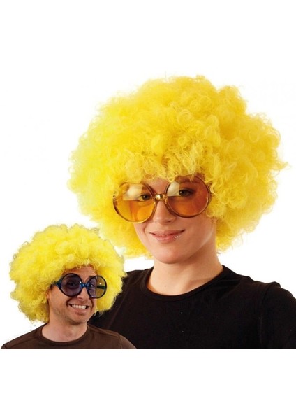 Sarı Renk Kıvırcık Afro Bonus Peruk modelleri