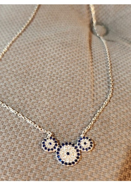 925 Ayar Gümüş Nazar Boncuk Zirkon Kolye