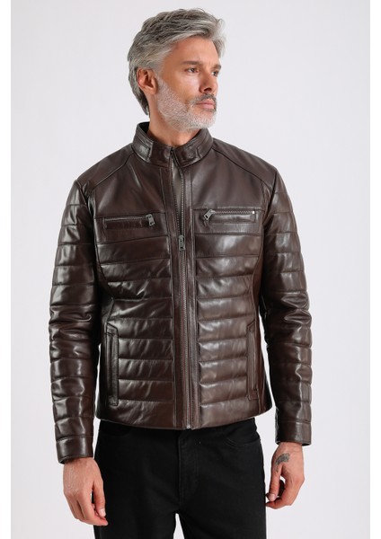 Leandro Erkek Şişme Deri Mont fırsatları
