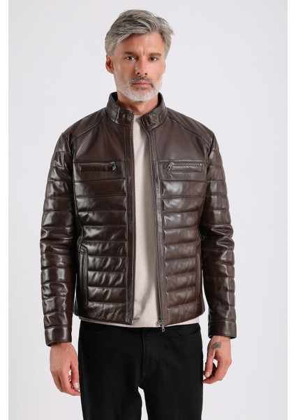 Leandro Erkek Şişme Deri Mont indirimleri