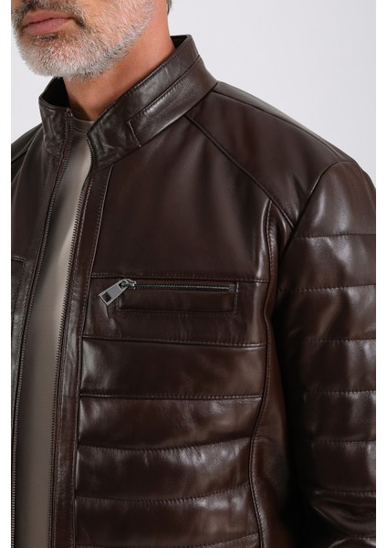 Leandro Erkek Şişme Deri Mont