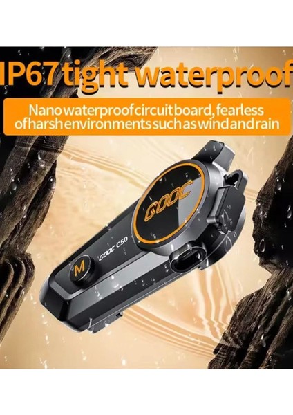 C50 2x Motosiklet Intercom Kask Kulaklık 1500 Mah Rgb Işıklı Çift Eşleşme fırsatları