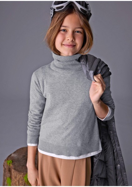 Kız Çocuk Balıkçı Yaka Kazak