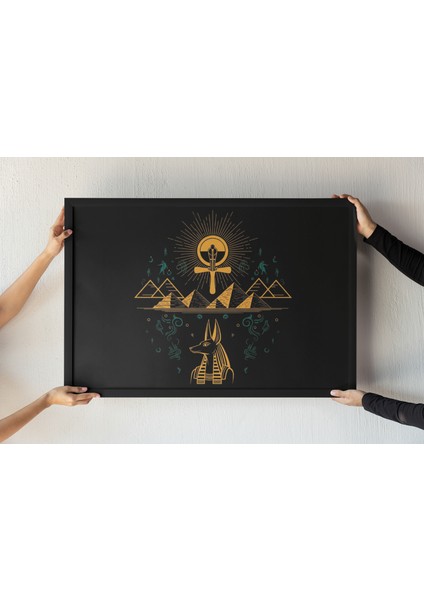 Antik Mısır Tanrısı Çerçeveli Tablo – Bilgelik, Hiyeroglif ve Büyülü Sanat – 30X42 cm