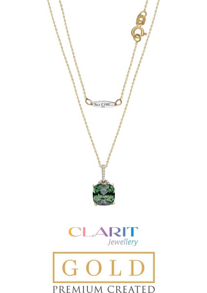 Tourmaline Taşlı Clarit Serisi 41 cm 14 Ayar Sarı Altın Kolye
