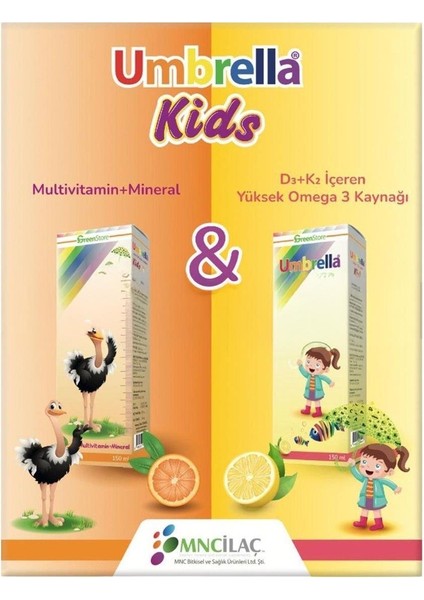 Umbrella Kids Multivitamin 150 ml + Omega-3 Şurup 150 ml