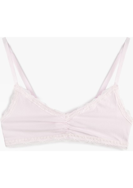 Rahat Kalıp Dolgusuz Pamuklu Balensiz Dantel Detaylı Sütyen