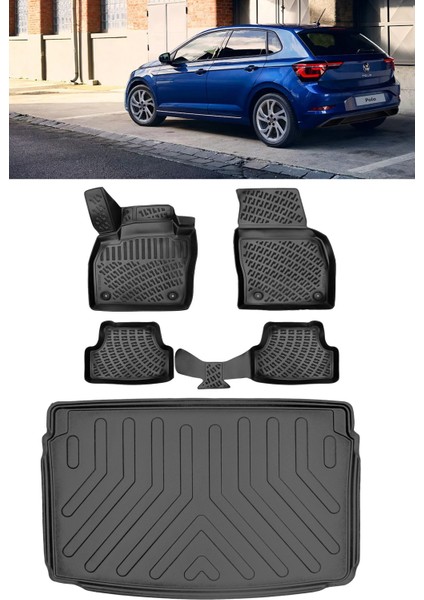 Volkswagen Polo 2023 ve Sonrası Life-Syle Paket 3D Havuzlu Paspas ve 3D Bagaj Havuzu Üst