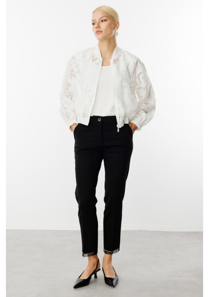 Kadın Yakmalı Organze Mont 6028 Ekru modelleri