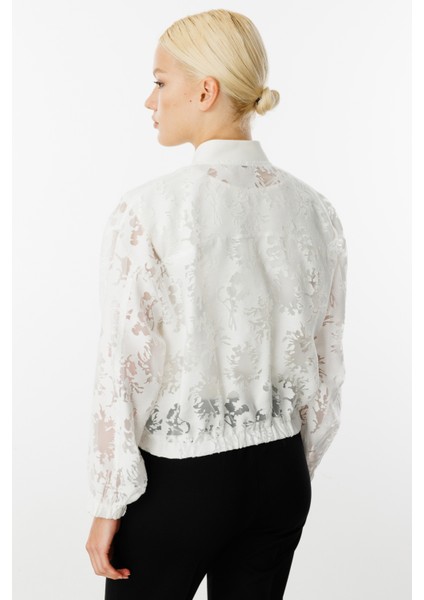 Kadın Yakmalı Organze Mont 6028 Ekru fırsatları