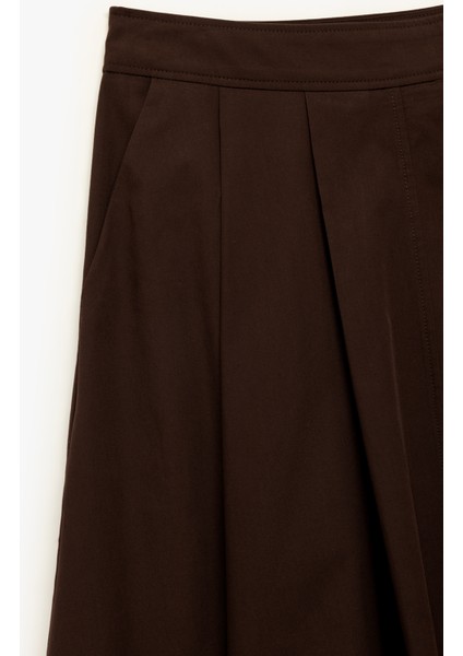 Pamuklu Cepli Pile Detaylı Midi Poplin Kloş Etek indirimleri