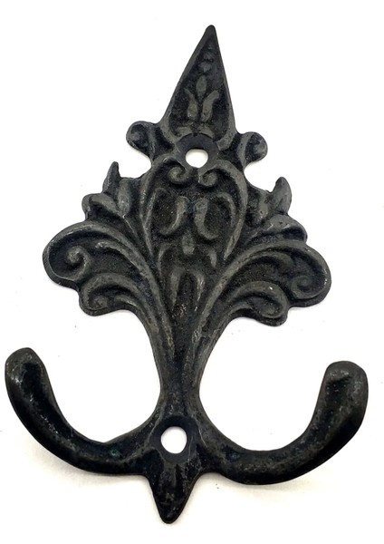 Antika Tarz Dekoratif Pirinç Çam Figürlü Askı - 98X57 Mm, Oksit