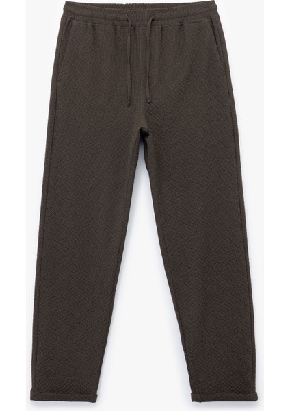 Viskon Karışımlı Cep Detaylı Dokulu Beli Bağcıklı Pantolon modelleri