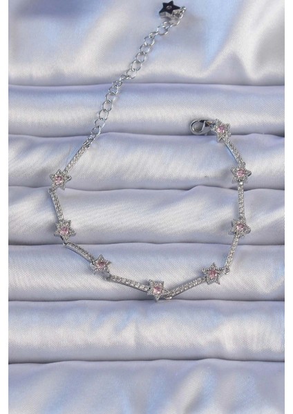 Bfs Vip Seri Pirinç Gümüş Renk Zirkon Taşlı Halley Yıldız Model Bileklik