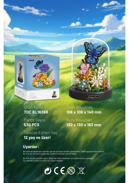 Mini Bahçe Serisi Kelebeklerin Dansı Yapı Bloğu Seti (530 Parça)