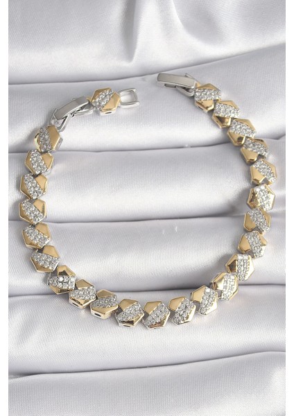 Bfs Pirinç Mix Renk Kalp Model Zirkon Taşlı Vıp Seri Kadın Bileklik