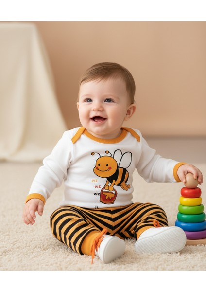 Arılı 3'lü Bodyli Erkek Bebek Takım