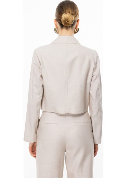 Kadın Düğmeli Crop Ceket 4076 Bej indirimleri