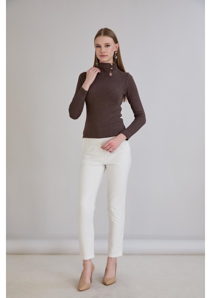 Balıkçı Yaka Simli Triko Bluz