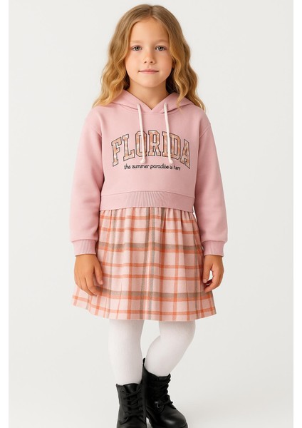 Kız Çocuk Sweatshirt Görünümlü Ekose Desenli ELBISE-1710 P fiyatları