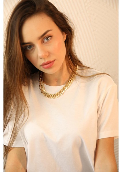 Gold Dokulu Kalın Kolye modelleri