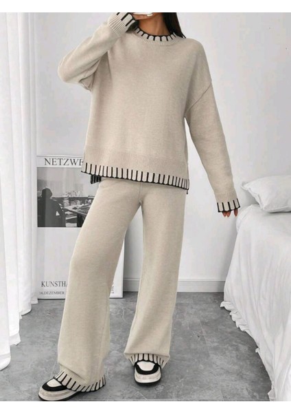 Yırtmaçlı Kazak Pantolon Alt-Üst Takım modelleri