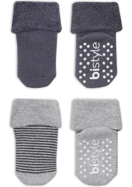 Bfs Bistyle Çemberli Kaymaz Havlu Soket Çorap 2'li BS10503 Gri-Antrasit fiyatları