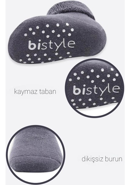 Bfs Bistyle Çemberli Kaymaz Havlu Soket Çorap 2'li BS10503 Gri-Antrasit fırsatları