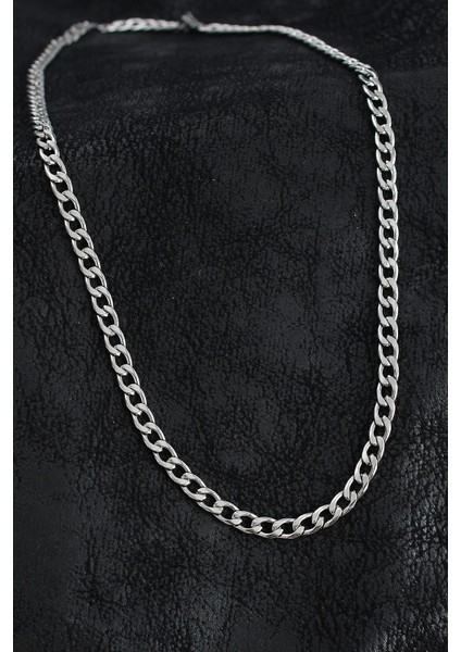 Bfs 316L Çelik Kalın Klasik Zincir Model Gümüş Renk Erkek Kolye