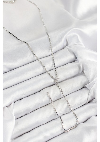 Bfs Pirinç Zirkon Taşlı Ezme Zincirli Deniz Yıldızı Model Gümüş Renk Y Kolye fiyatları